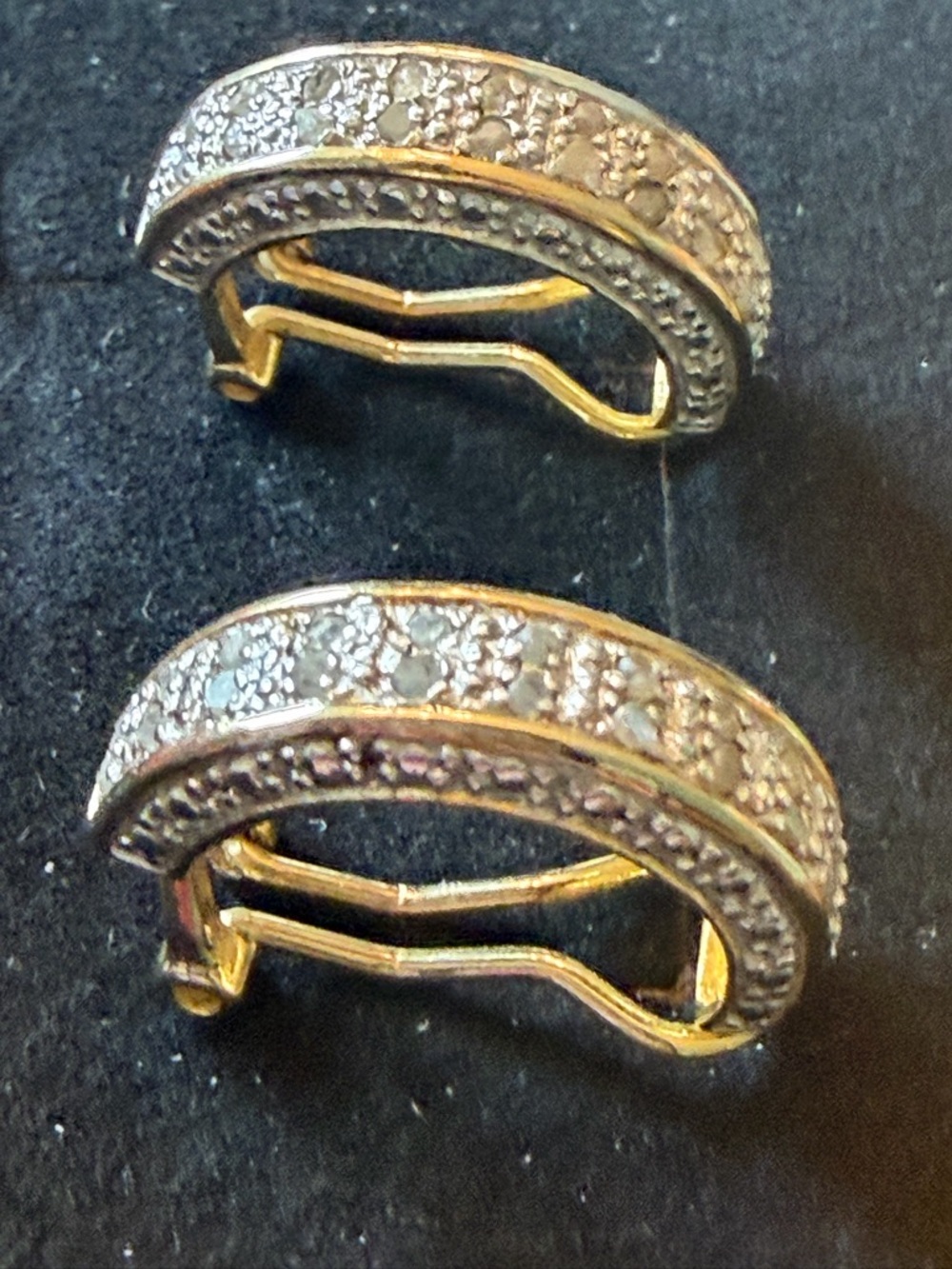 Diamond Accent 925 Silver/Gold Overlay Hoop Earrings